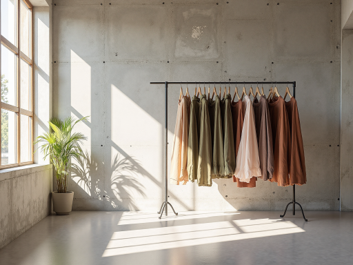 时尚品牌工作室内部，现代化装修风格，模特展示服装，明亮自然光