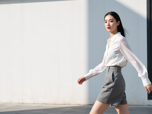 瑟菲品牌休闲时尚服装，年轻女性穿着，户外自然光线，都市街景背景