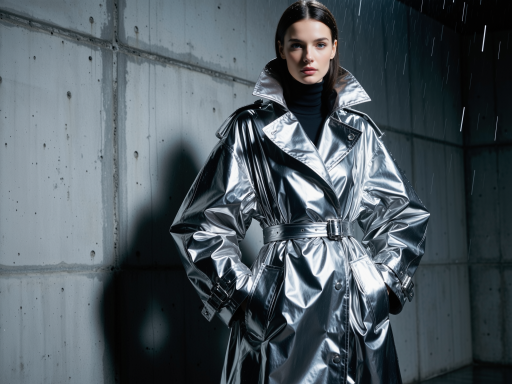 色飞品牌前卫时尚设计，大胆色彩搭配，模特展示，现代艺术背景